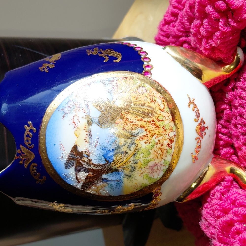 Limoges Blue and Gold Decorative 6" Vase